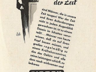 Für Männer von heute, die nicht zu einem Leben im Schatten verurteilt sein wollen, gibt es 1956 das Kräftekonzentrat EiDRAN - so verspricht es diese Anzeige.