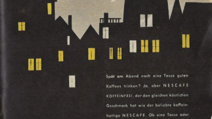 Anzeige für NESCAFE koffeinfrei aus dem Jahr 1952.